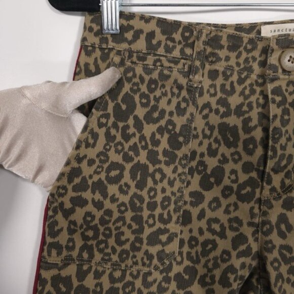Sanctuary Pant Women 27 Leopard Print Standard Surplus Side Tuxedo Stripe Skinny - Picture 11 of 13